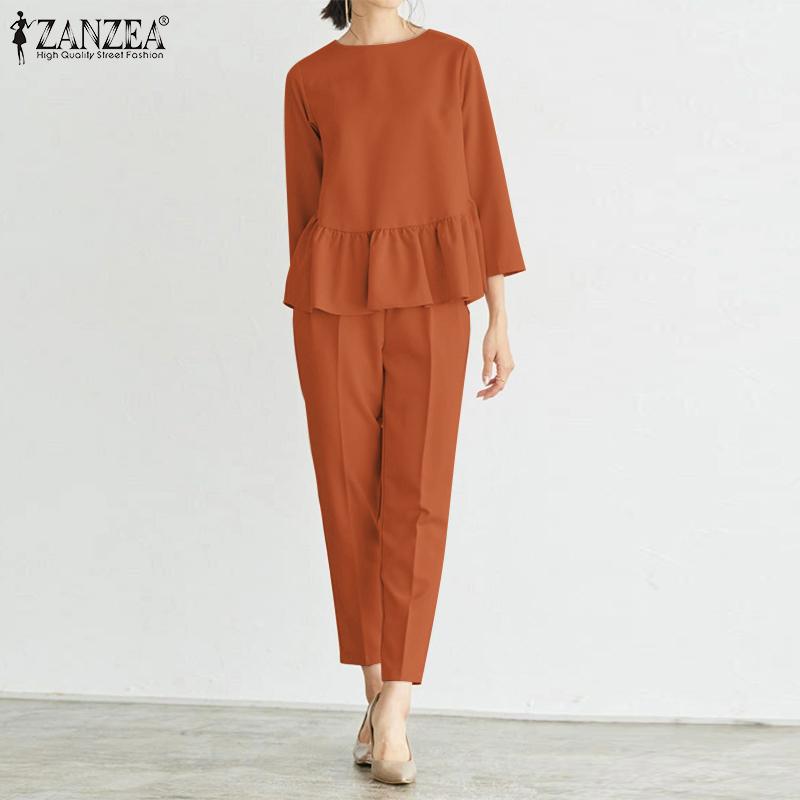ZANZEA Женская блузка и брюки повседневный комплект из двух предметов
ZANZEA Женская блузка и брюки повседневный комплект из двух предметов