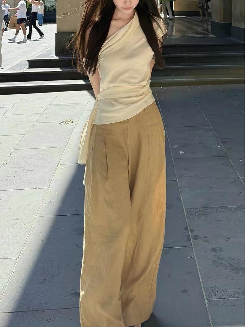 White & Pink Wide-Leg Summer Casual Pants with 100% Oxygen Drape Large хакі
White & Pink Wide-Leg Summer Casual Pants with 100% Oxygen Drape Large хакі