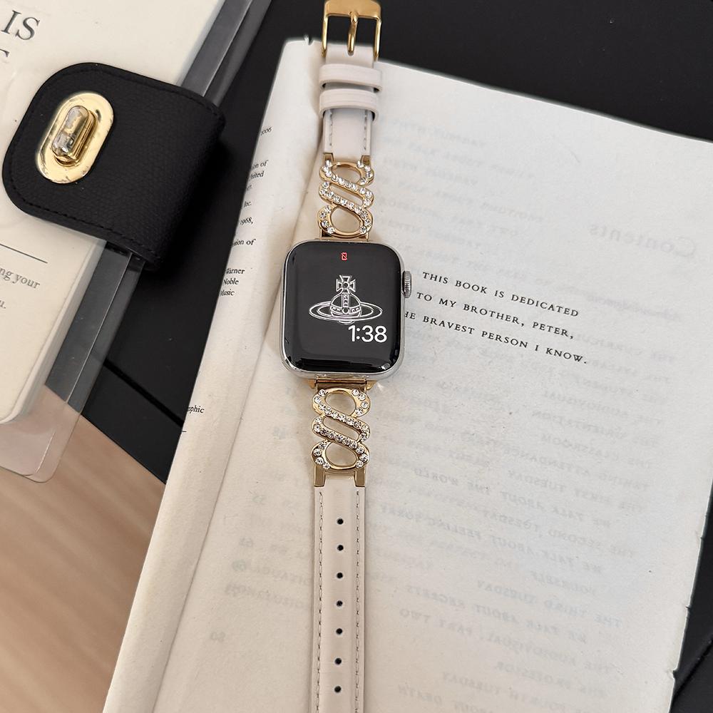 Wrist Strap for Apple Watch Series 10 9 8 7 SE 6 5 4 3 2 1 42mm 41mm 40mm 38mm S-Shape Metal Leather Band Rhinestone Decor White/Silver Buckle
Wrist Strap for Apple Watch Series 10 9 8 7 SE 6 5 4 3 2 1 42mm 41mm 40mm 38mm S-Shape Metal Leather Band Rhinestone Decor White/Silver Buckle