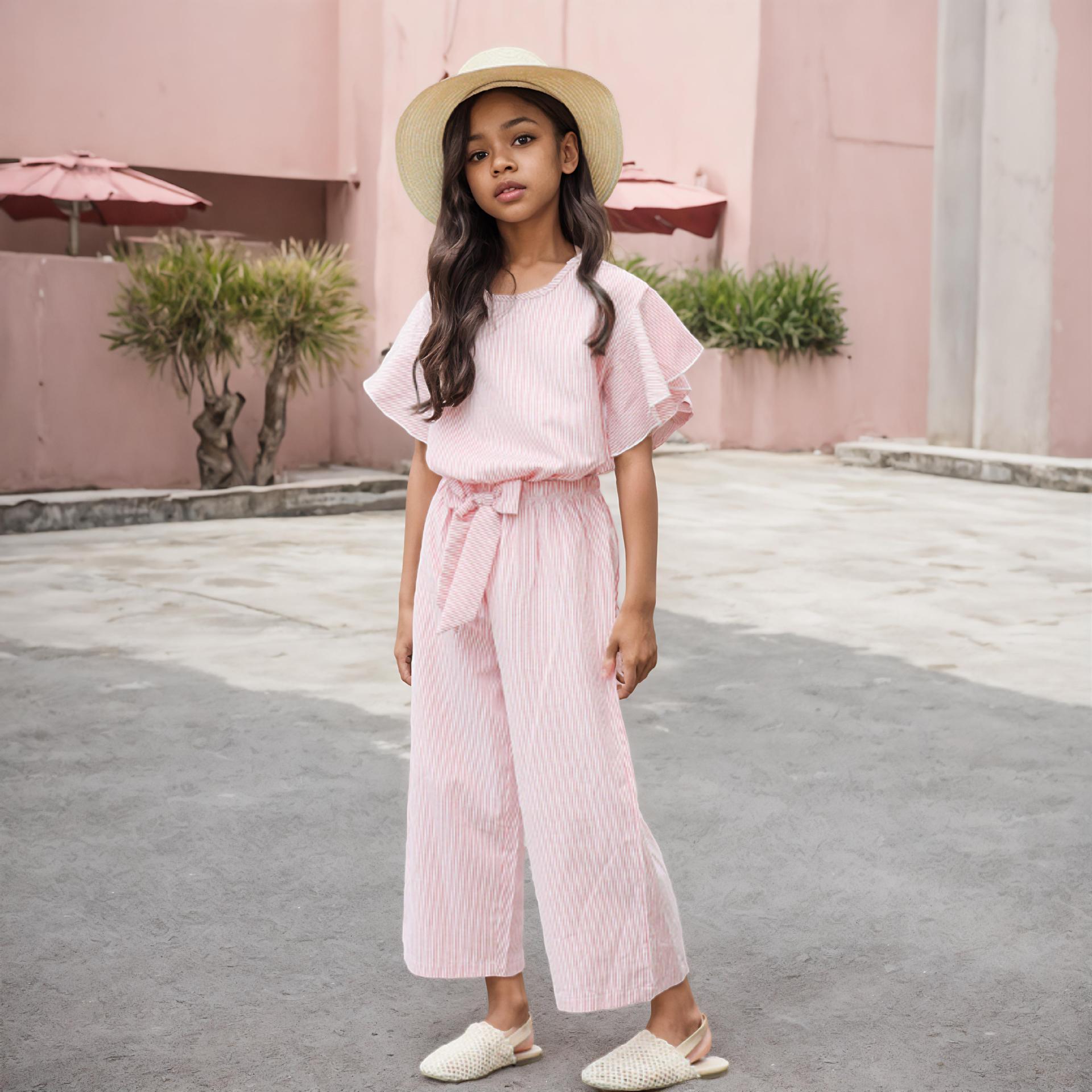 Girls Stylish Striped Summer Two-Piece Set with Loose Wide-Leg Pants 120 cm розовый
Girls Stylish Striped Summer Two-Piece Set with Loose Wide-Leg Pants 120 cm розовый