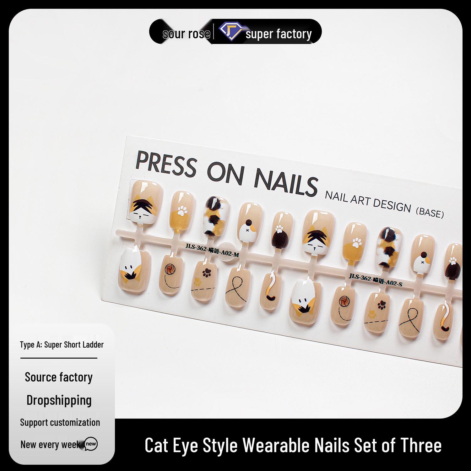 Jiaolong Cat Eye Nail Tips: Handmade, Pre-finished, Cartoon Kitten Design, Solid Color, Wearable Nail Art Patches
Jiaolong Cat Eye Nail Tips: Handmade, Pre-finished, Cartoon Kitten Design, Solid Color, Wearable Nail Art Patches