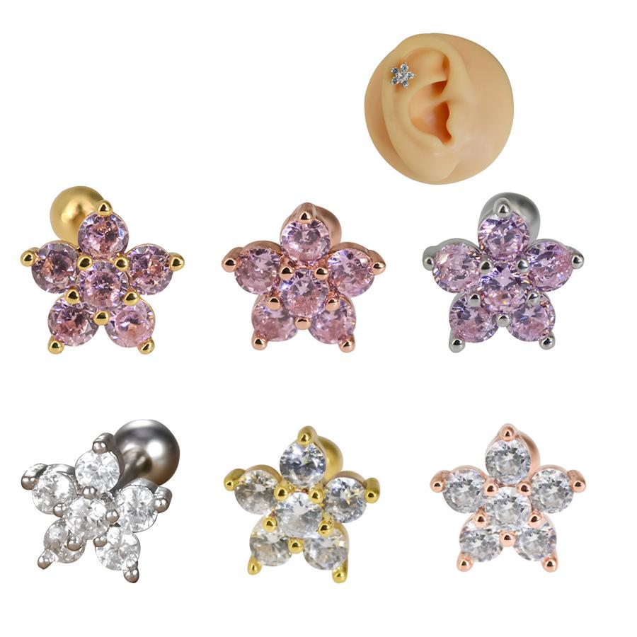Stainless Steel Flower Cartilage Stud Earrings 1.2x6mm Copper Piercing Jewelry 1.2x6mm білий/золотий
Stainless Steel Flower Cartilage Stud Earrings 1.2x6mm Copper Piercing Jewelry 1.2x6mm білий/золотий