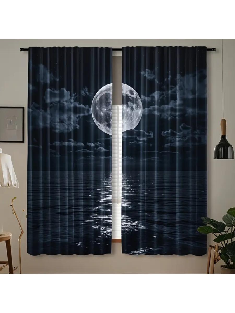 2pcs Serene Moonlit Sea Printed Curtains, Designed for Light Filtering, Quality Material, Ideal for Nature-Themed Home Window De 24x59in(60x150CM)x2&Rod Pocket
2pcs Serene Moonlit Sea Printed Curtains, Designed for Light Filtering, Quality Material, Ideal for Nature-Themed Home Window De 24x59in(60x150CM)x2&Rod Pocket