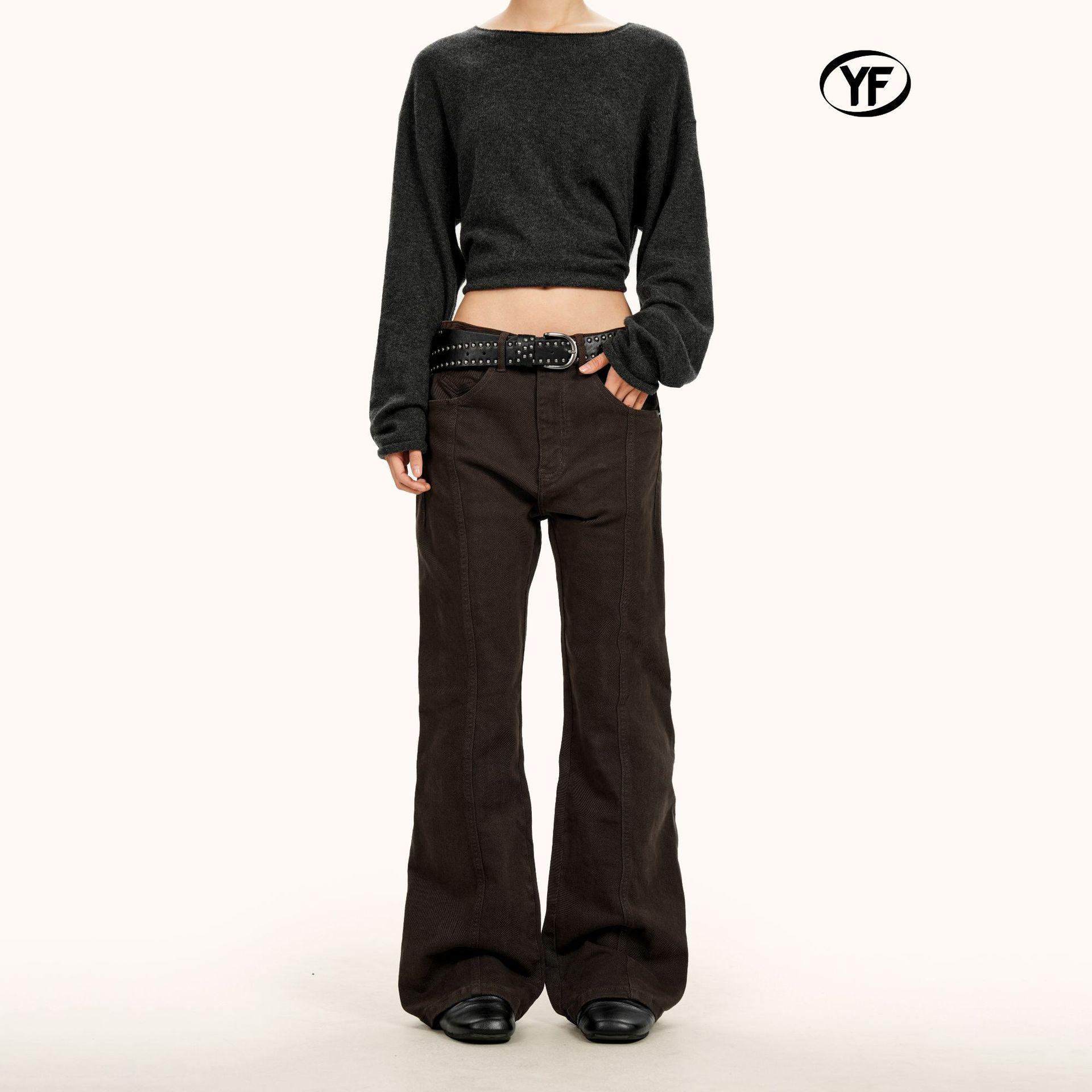 Yongfang Unisex Retro Workwear Slim Fit Micro Flare Jeans with Deconstructed Split Lines L темно-коричневого кольору
Yongfang Unisex Retro Workwear Slim Fit Micro Flare Jeans with Deconstructed Split Lines L темно-коричневого кольору