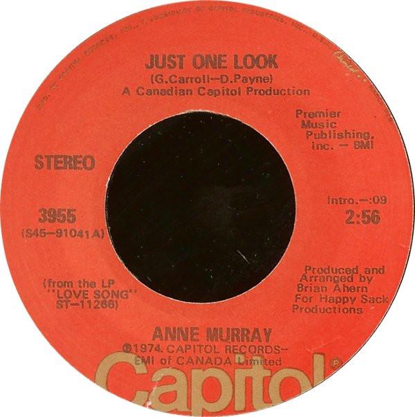 7inch Record ANNE MURRAY - Just One Look / Son Of A Rotten Gam 3955 Capitol Records 1974 US Rock Used
7inch Record ANNE MURRAY - Just One Look / Son Of A Rotten Gam 3955 Capitol Records 1974 US Rock Used