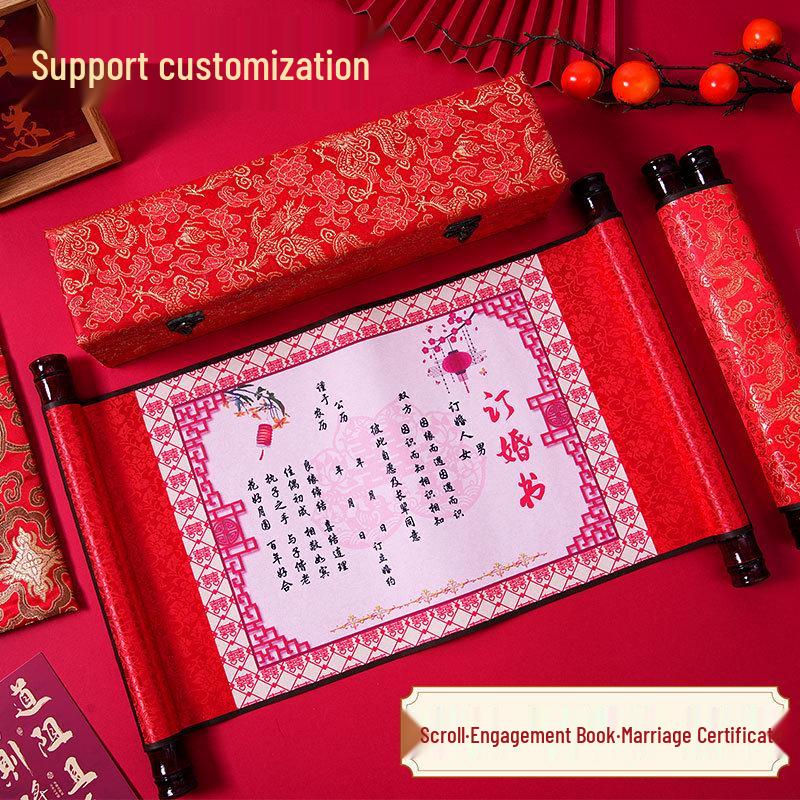Customizable Chinese Wedding Scroll for Signature and Display Marriage Certificate Book
Customizable Chinese Wedding Scroll for Signature and Display Marriage Certificate Book