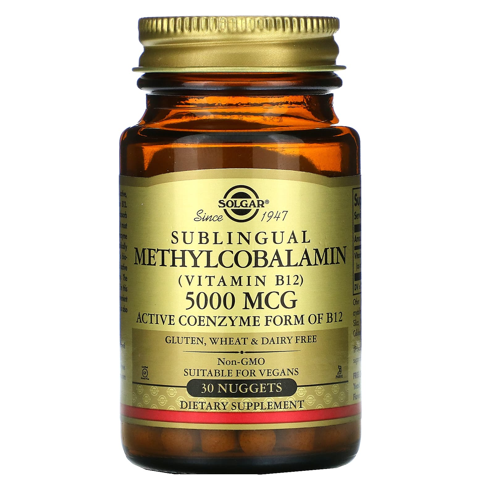 Solgar, Methylcobalamin (Vitamin B12), 5000 mcg, 30 nuggets 
Solgar, Methylcobalamin (Vitamin B12), 5000 mcg, 30 nuggets