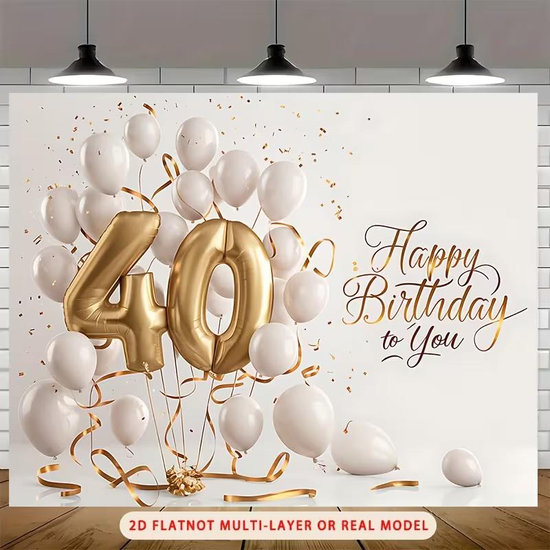 2D White Gold 40th Birthday Backdrop Balloon Photography Background 47.2x31.5inch/120*80cm
2D White Gold 40th Birthday Backdrop Balloon Photography Background 47.2x31.5inch/120*80cm