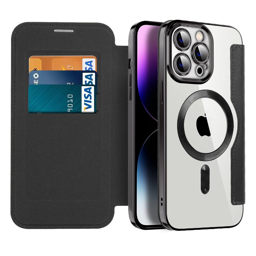 Phone Cover for iPhone 14 Pro Max,Compatible with MagSafe RFID Blocking Card Slots PU Leather+TPU Electroplating Clear Back Flip Case with Lens Film Black
Phone Cover for iPhone 14 Pro Max,Compatible with MagSafe RFID Blocking Card Slots PU Leather+TPU Electroplating Clear Back Flip Case with Lens Film Black