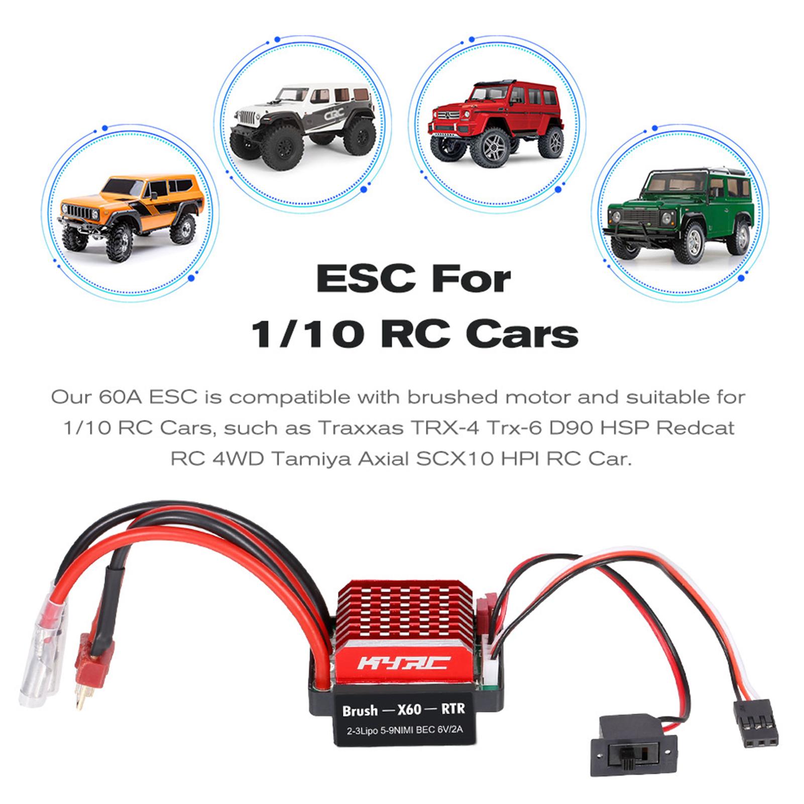 540 Brushed Motor RC Crawler Motor 55T 3-Slot and 60A ESC RC Car ESC Brushed Electric Speed Controller 6V/2A BEC for 1/10 RC Car
540 Brushed Motor RC Crawler Motor 55T 3-Slot and 60A ESC RC Car ESC Brushed Electric Speed Controller 6V/2A BEC for 1/10 RC Car