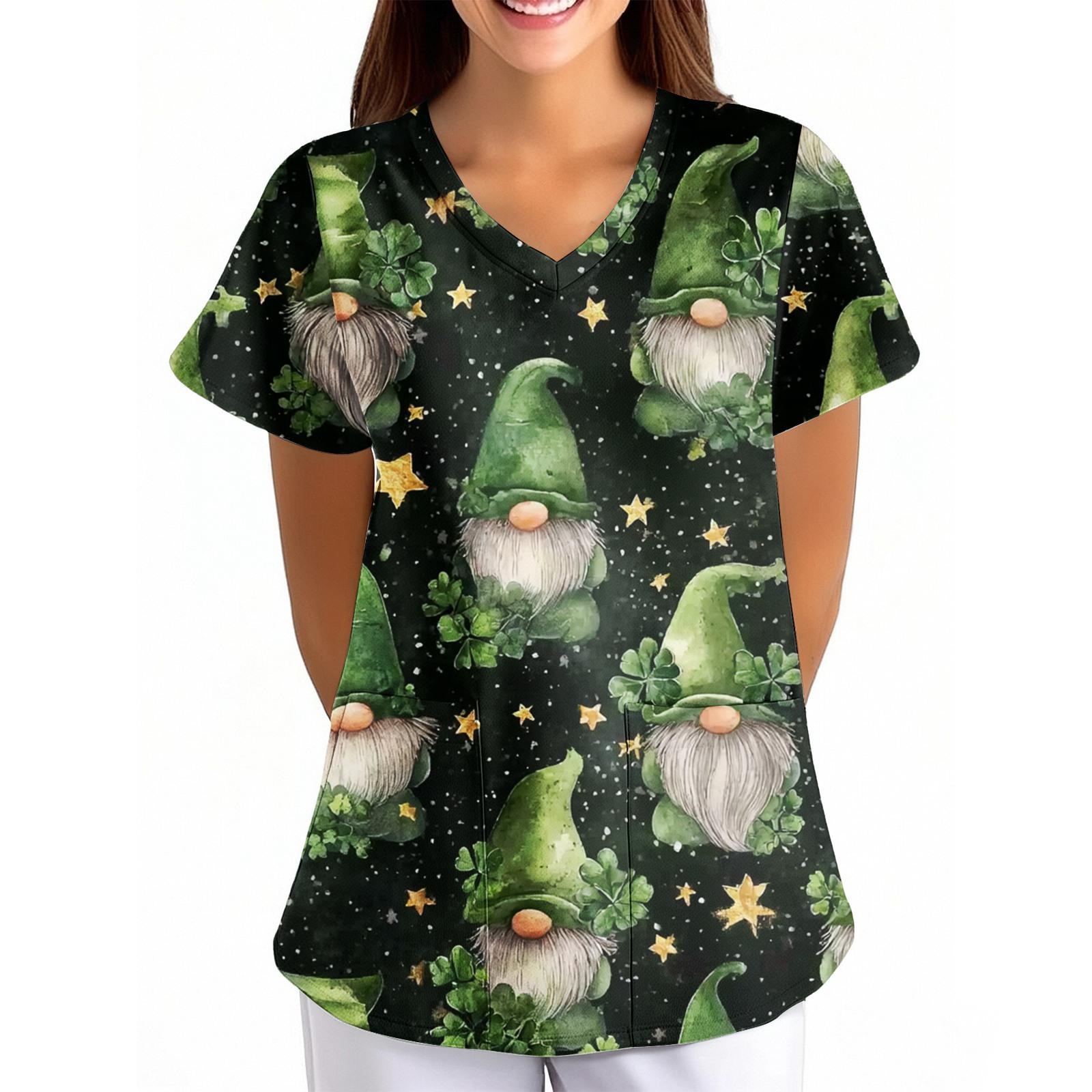 Women s St. Patrick s Print Loose V-Neck Pocket Short-Sleeve Uniform S
Women s St. Patrick s Print Loose V-Neck Pocket Short-Sleeve Uniform S