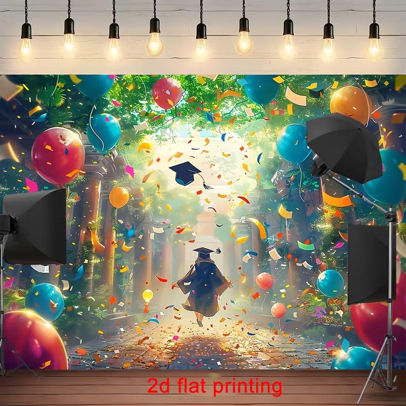 2D Graduation Cap Backdrop, Party with Balloons & Confetti Background 47.2x31.5inch/120*80cm
2D Graduation Cap Backdrop, Party with Balloons & Confetti Background 47.2x31.5inch/120*80cm