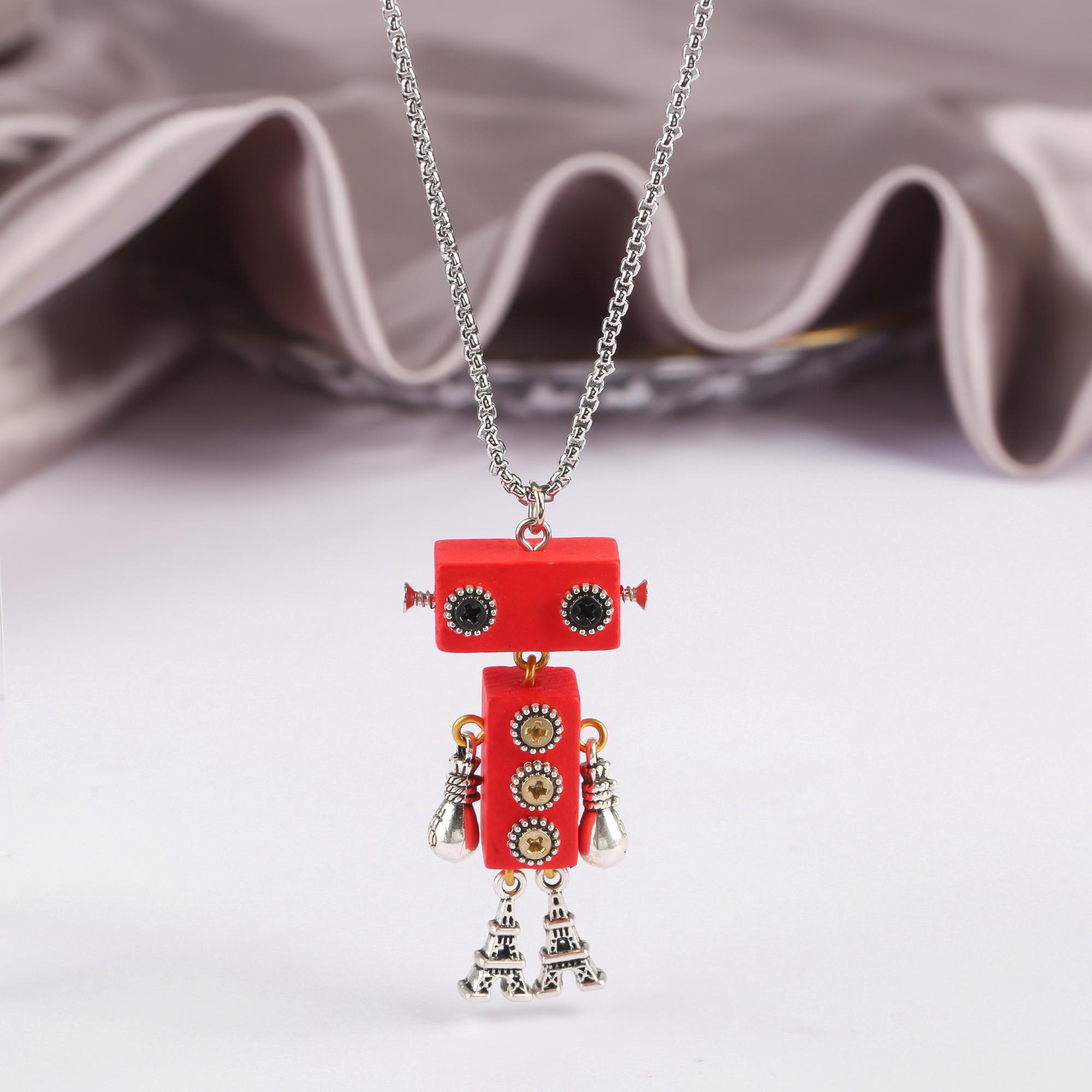 New Creative Wood Robot Pendant Necklace Personality Cartoon Sweater Chain Fashion For Men Women Party Zircon Gift Wholesale
New Creative Wood Robot Pendant Necklace Personality Cartoon Sweater Chain Fashion For Men Women Party Zircon Gift Wholesale