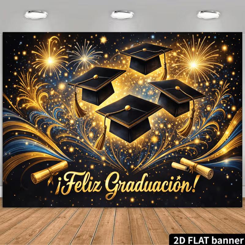 2D Feliz Graduación Graduation Background Black Gold Cap Decor 47.2x31.5inch/120*80cm
2D Feliz Graduación Graduation Background Black Gold Cap Decor 47.2x31.5inch/120*80cm