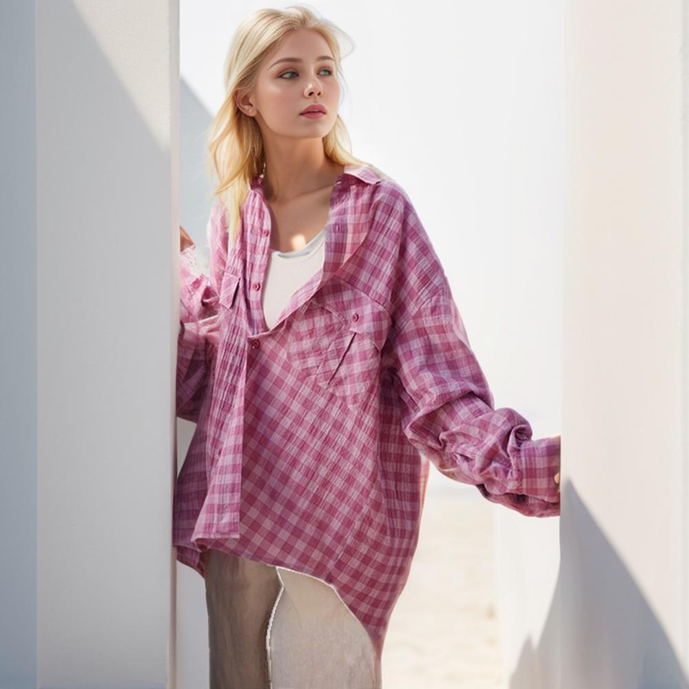DIMANAF 2024 Plus Size Women Summer New Plaid Blouse Fashion Shirt Loose Vintage Basic Lady Long Sleeve Casual Tees Tops
DIMANAF 2024 Plus Size Women Summer New Plaid Blouse Fashion Shirt Loose Vintage Basic Lady Long Sleeve Casual Tees Tops