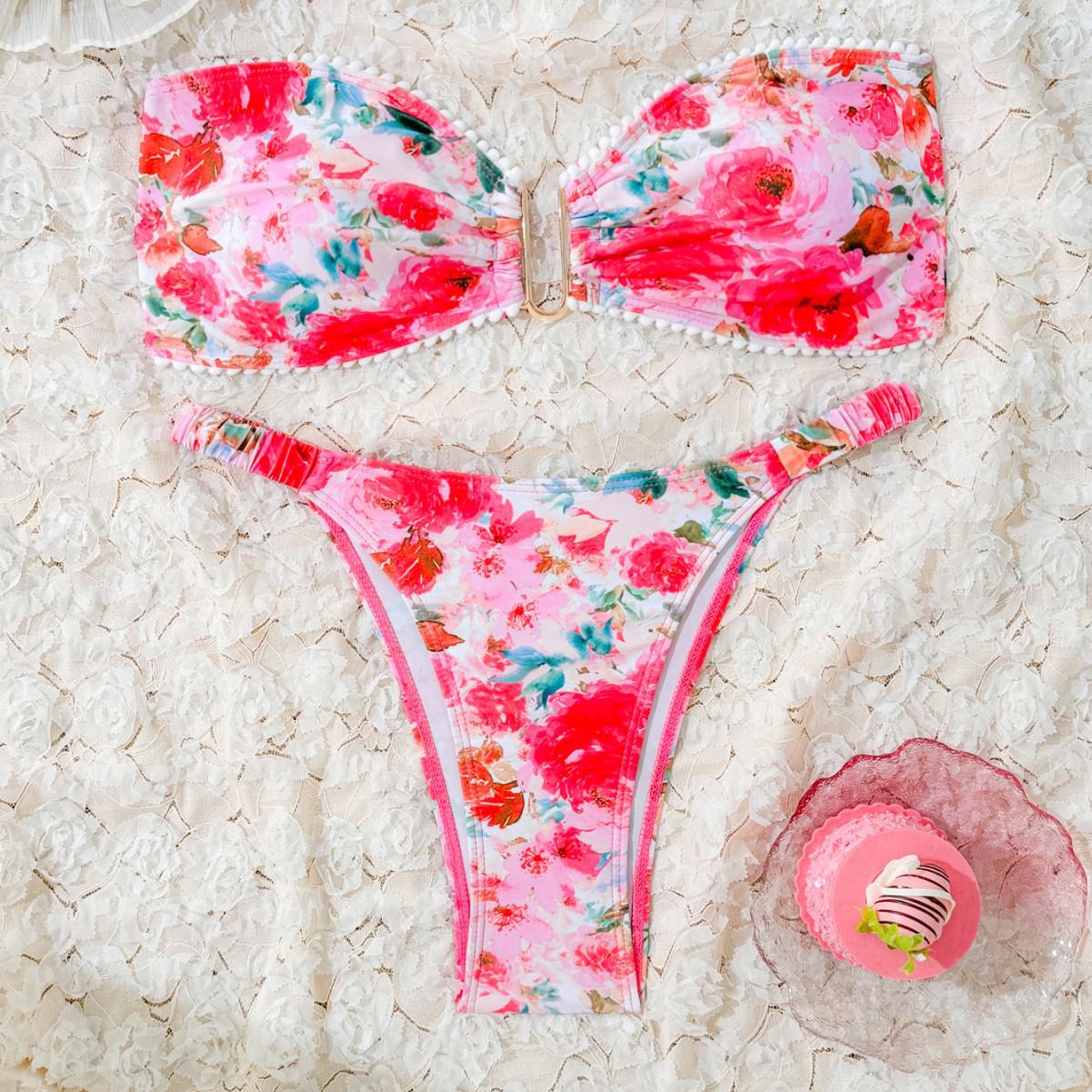 European & American Sexy Backless Triangle Bikini - Women s Slimming Tie-up Bandeau Swimsuit, Printed Design L розовый
European & American Sexy Backless Triangle Bikini - Women s Slimming Tie-up Bandeau Swimsuit, Printed Design L розовый