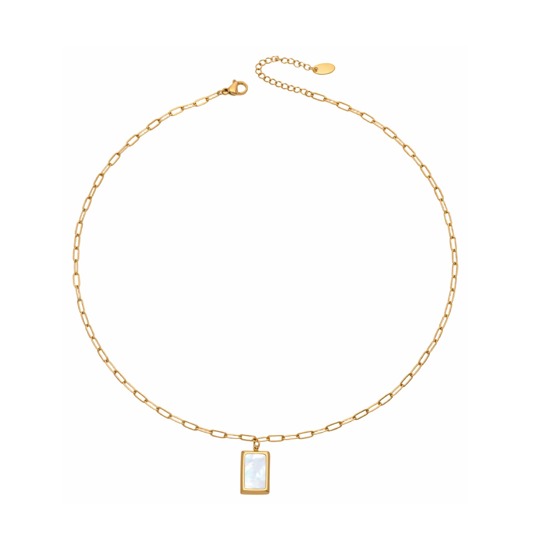 Collar con colgante de placa cuadrada de concha natural y acero inoxidable estilo minimalista
Collar con colgante de placa cuadrada de concha natural y acero inoxidable estilo minimalista