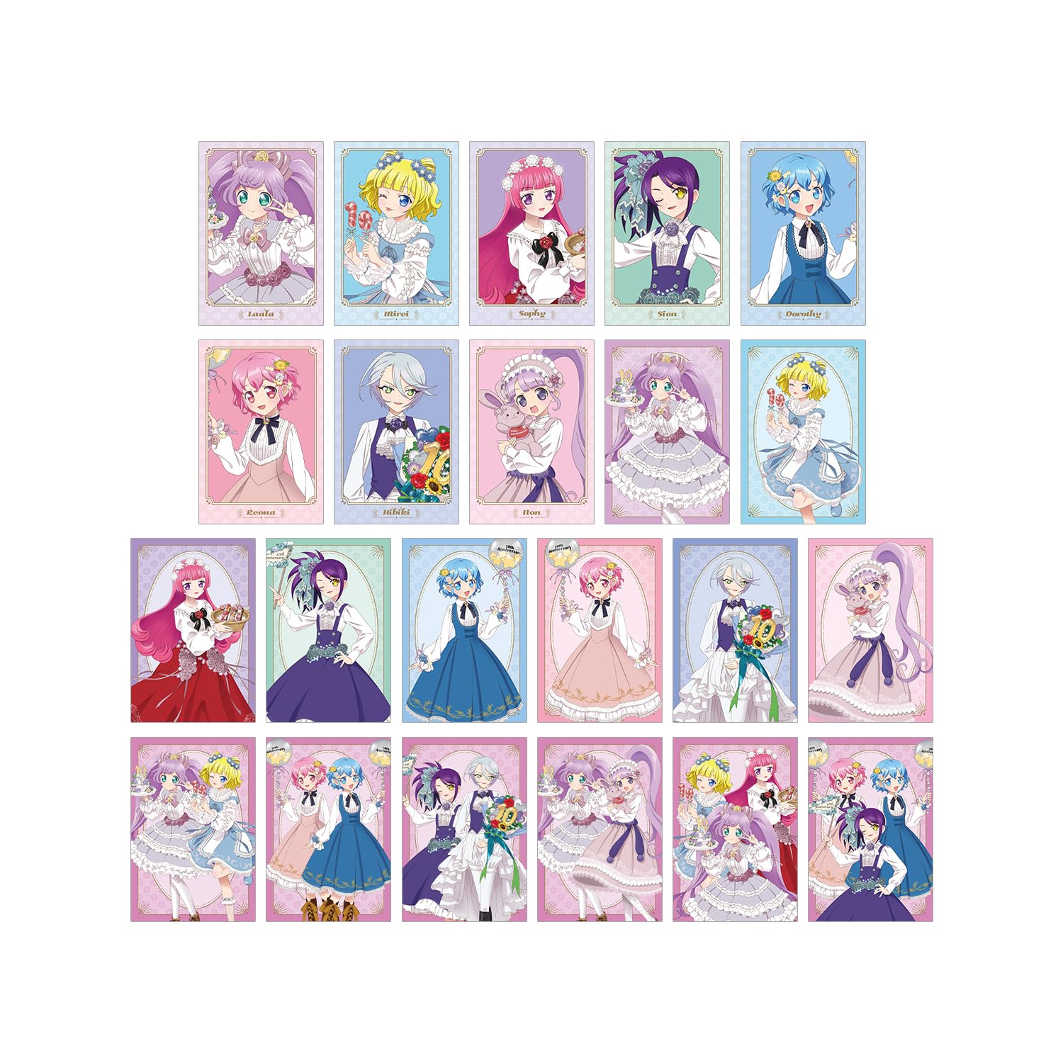 PriPara 10-я годовщина Оригинальная иллюстрация Фестиваль цветов Торговые открытки Коробка из 22 шт. Вер.