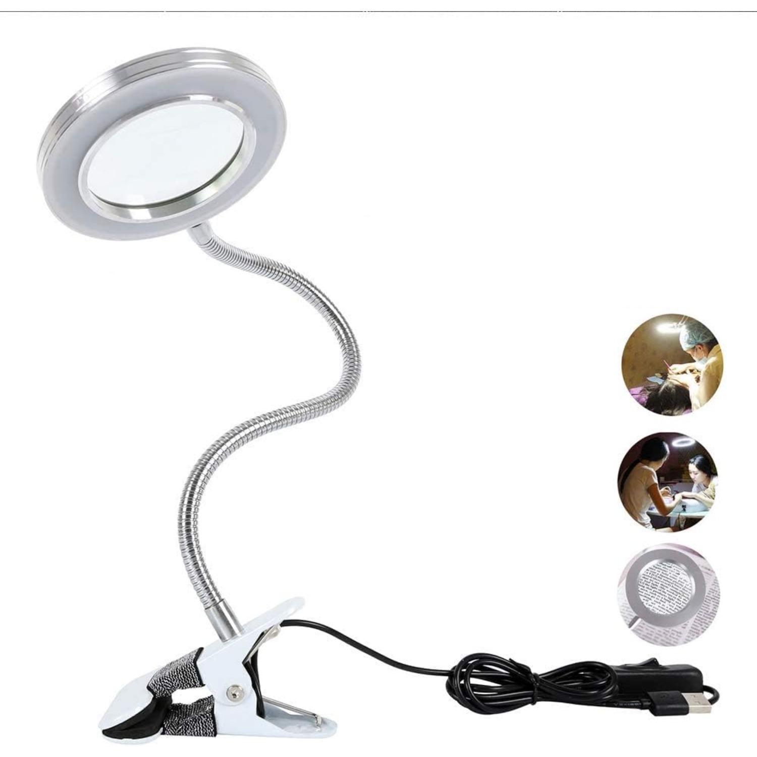 LED Magnifying Lamp with Clamp, 8X Desk Magnifying Lamp with Illuminated Optical Glass Adjustable Light Settings USB Powered for Bedroom Dormitory
LED Magnifying Lamp with Clamp, 8X Desk Magnifying Lamp with Illuminated Optical Glass Adjustable Light Settings USB Powered for Bedroom Dormitory
