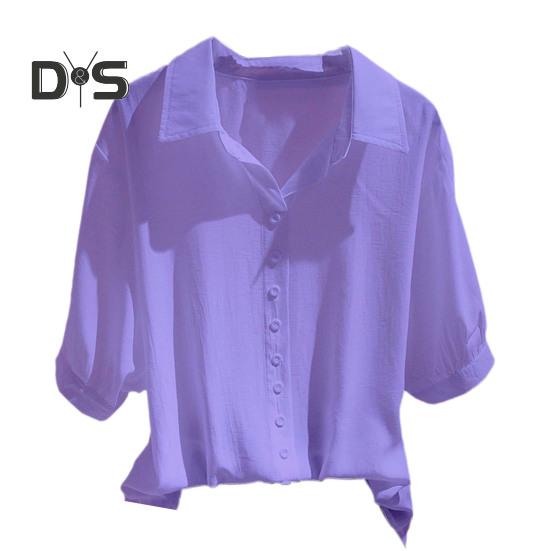 Женская летняя рубашка, топы с воротником с лацканами, блузка с половиной рукавом, сплошной цвет, свободный крой, декор на пуговицах, пуловеры, топы для работы, вечеринки, отдыха, топы M фиолетовый
Женская летняя рубашка, топы с воротником с лацканами, блузка с половиной рукавом, сплошной цвет, свободный крой, декор на пуговицах, пуловеры, топы для работы, вечеринки, отдыха, топы M фиолетовый