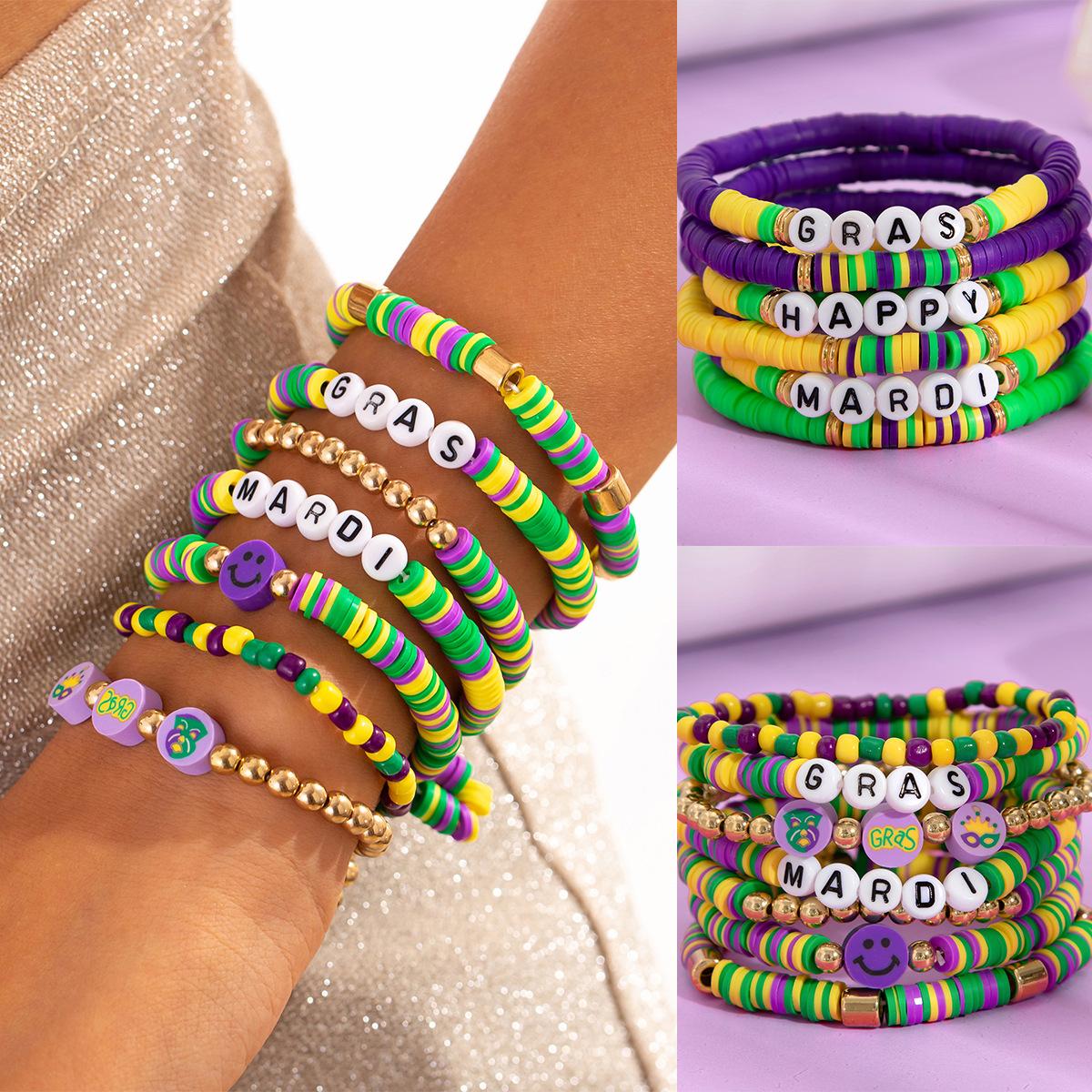 Carnival soft pottery alphabet set bracelet, stacked acrylic beaded bracelet personalized hand
Carnival soft pottery alphabet set bracelet, stacked acrylic beaded bracelet personalized hand