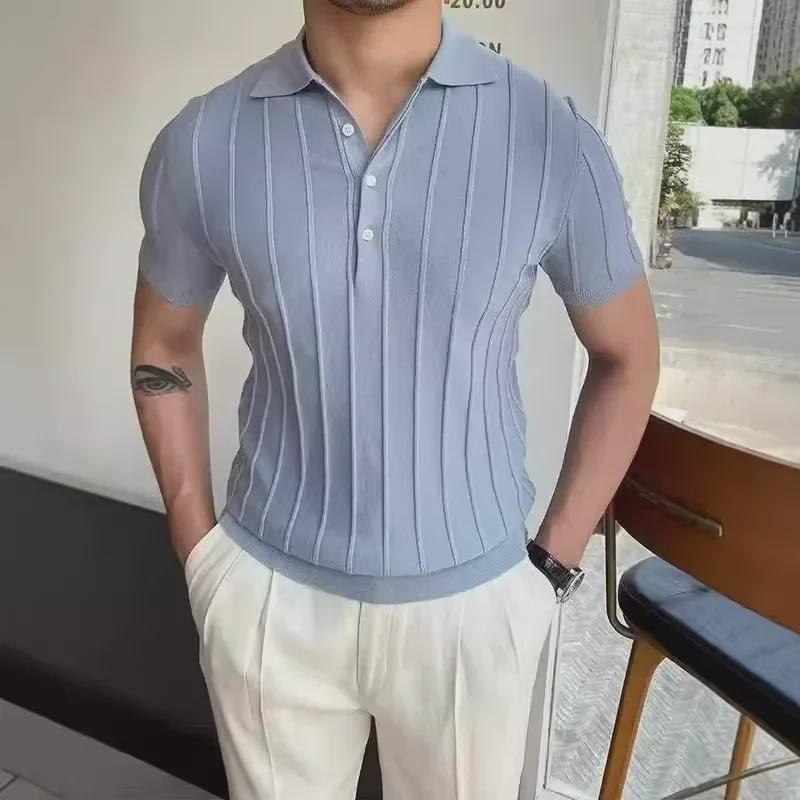 2024 Men s Slim Fit Striped Short Sleeve Polo Shirt: Casual, Trendy, Knitted Top 3XL светло-синий
2024 Men s Slim Fit Striped Short Sleeve Polo Shirt: Casual, Trendy, Knitted Top 3XL светло-синий