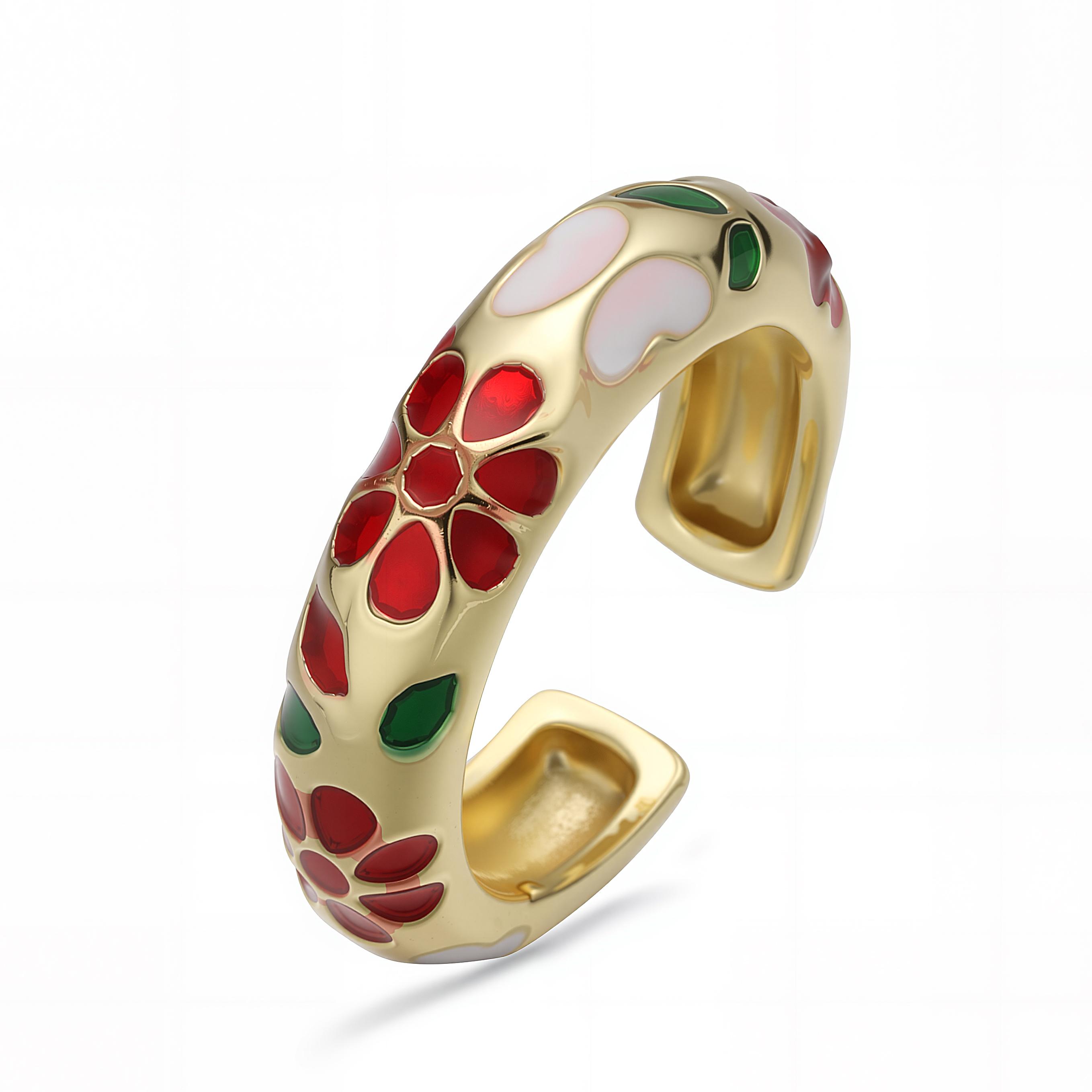 HECHENG Enamel Drip Glaze Flower Pattern Bohemian-Style Ring for Women of Sweet and Romantic Zircon 1 Piece resizable красный
HECHENG Enamel Drip Glaze Flower Pattern Bohemian-Style Ring for Women of Sweet and Romantic Zircon 1 Piece resizable красный