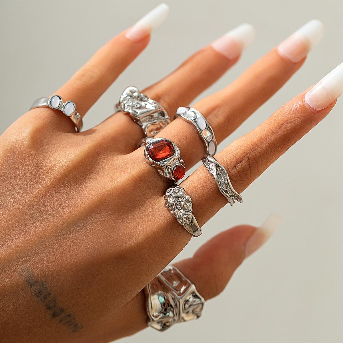 Ingemark 7Pcs/Set Vintage Irregular Folded Surface Open Rings for Women Goth Red Rhinestone Finger Rings Wed Bridal Jewelry Gift
Ingemark 7Pcs/Set Vintage Irregular Folded Surface Open Rings for Women Goth Red Rhinestone Finger Rings Wed Bridal Jewelry Gift