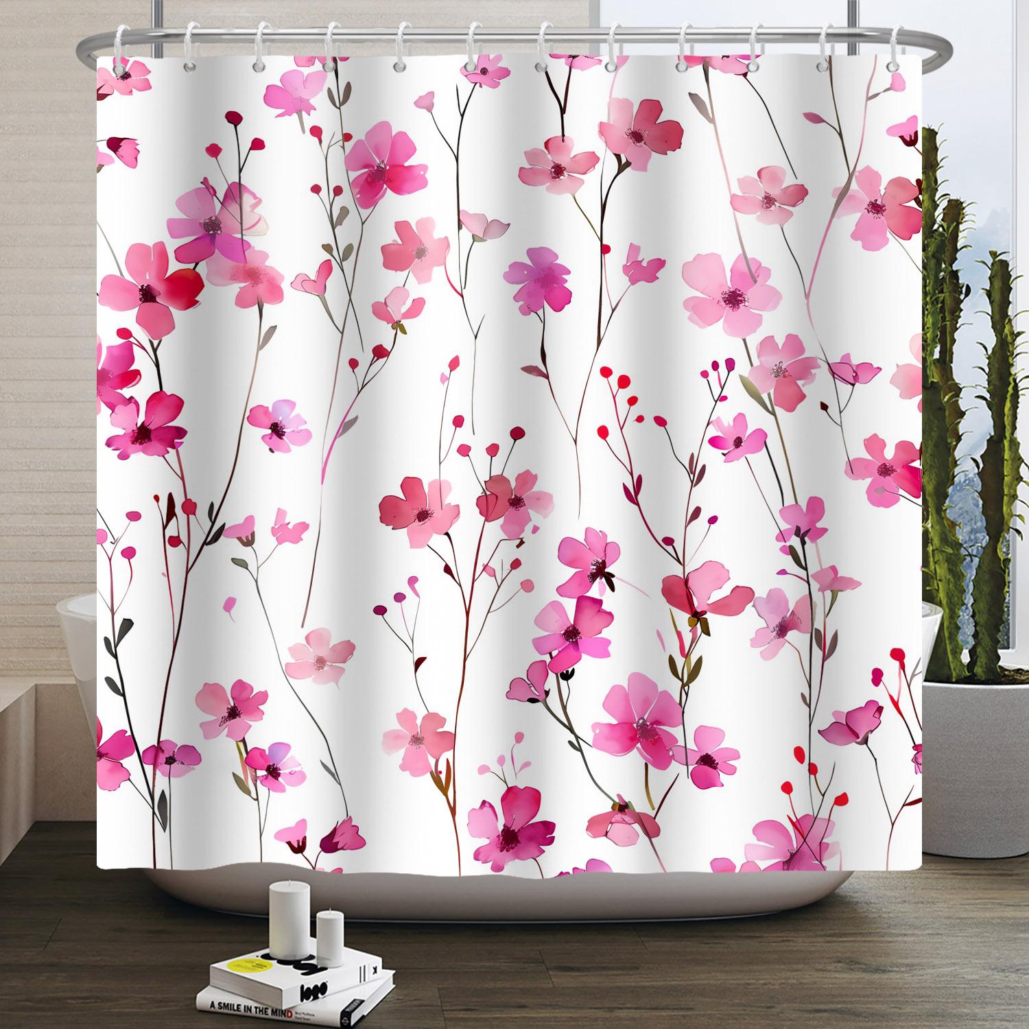 Waterproof Shower Curtain Pink Flowers Rose Cherry Blossom Patter Spring Garden Theme Modern Bathroom Privacy Curtains With Hook W60H190(CM)-1 Pcs
Waterproof Shower Curtain Pink Flowers Rose Cherry Blossom Patter Spring Garden Theme Modern Bathroom Privacy Curtains With Hook W60H190(CM)-1 Pcs