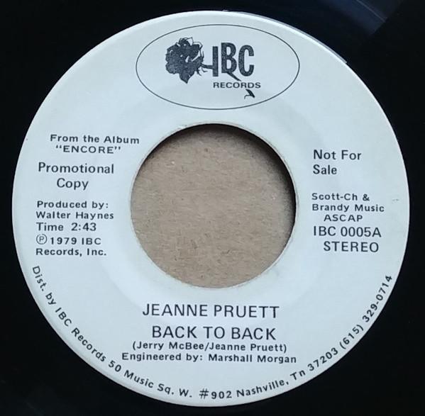 7inch Record JEANNE PRUETT - Back To Back / Wild Side Of Life IBC0005PROMO IBC 1979 US Country/Folk Used
7inch Record JEANNE PRUETT - Back To Back / Wild Side Of Life IBC0005PROMO IBC 1979 US Country/Folk Used