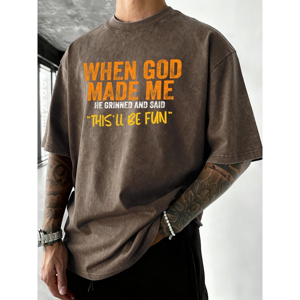 When God Asked Me to Print Washed T-shirt Men s Summer Round Neck T-shirt Street View Vacation Beach Short Sleeve M
When God Asked Me to Print Washed T-shirt Men s Summer Round Neck T-shirt Street View Vacation Beach Short Sleeve M