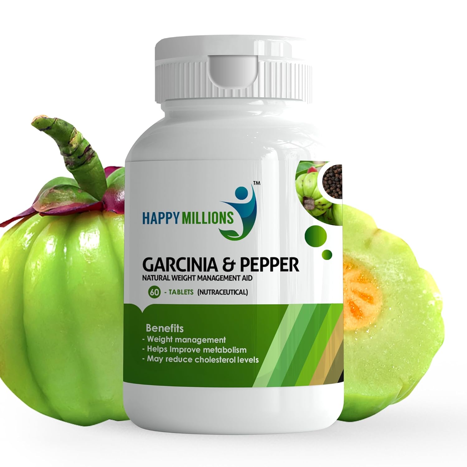 Happymillions Garcinia Pepper Weight Loss Supplement, Natural Fat Burner | 60 Tablets 100gm 0.2lbs
Happymillions Garcinia Pepper Weight Loss Supplement, Natural Fat Burner | 60 Tablets 100gm 0.2lbs