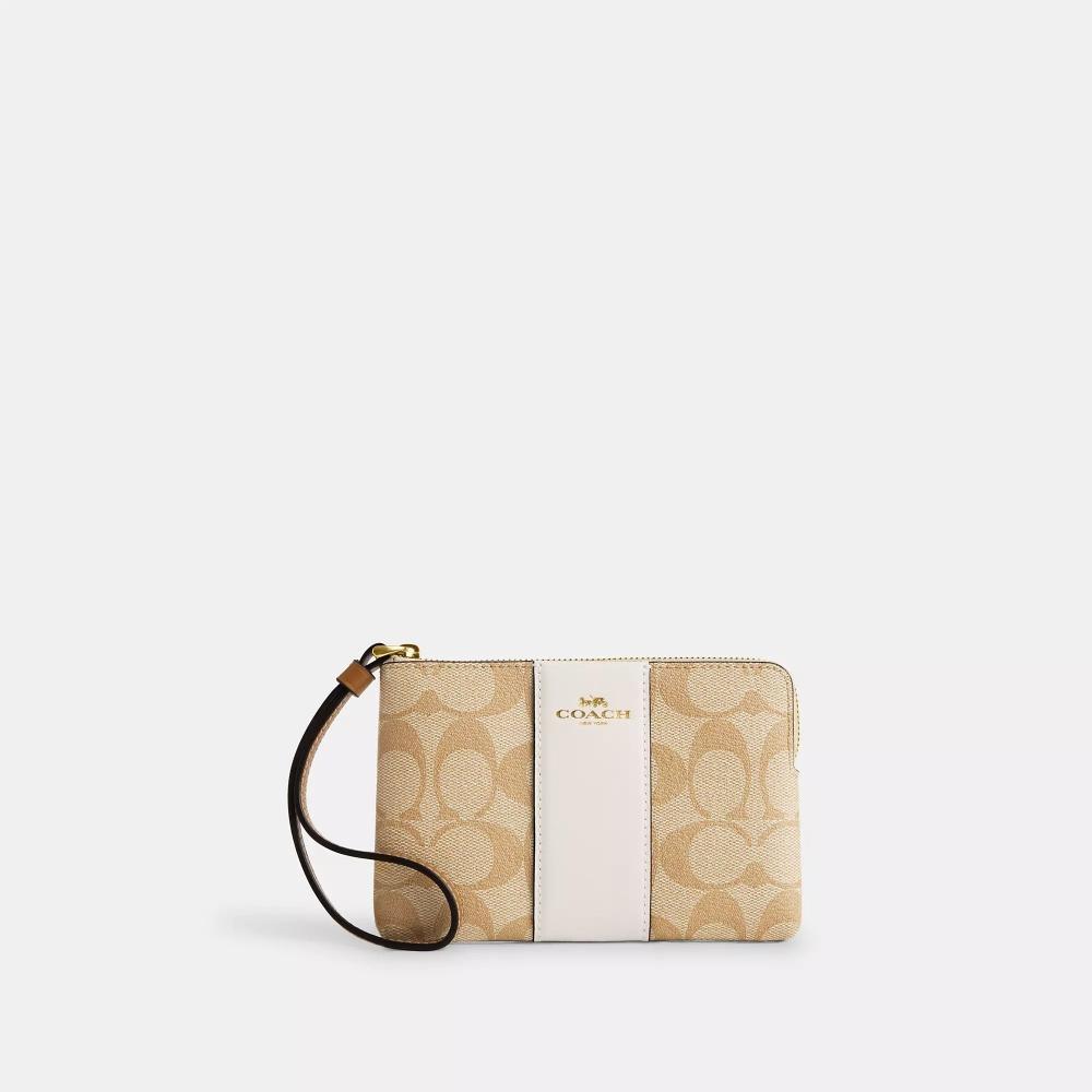 Угловой браслет Coach из канвы Signature с молнией в полоску светло-хаки, мелом с седлом
Угловой браслет Coach из канвы Signature с молнией в полоску светло-хаки, мелом с седлом