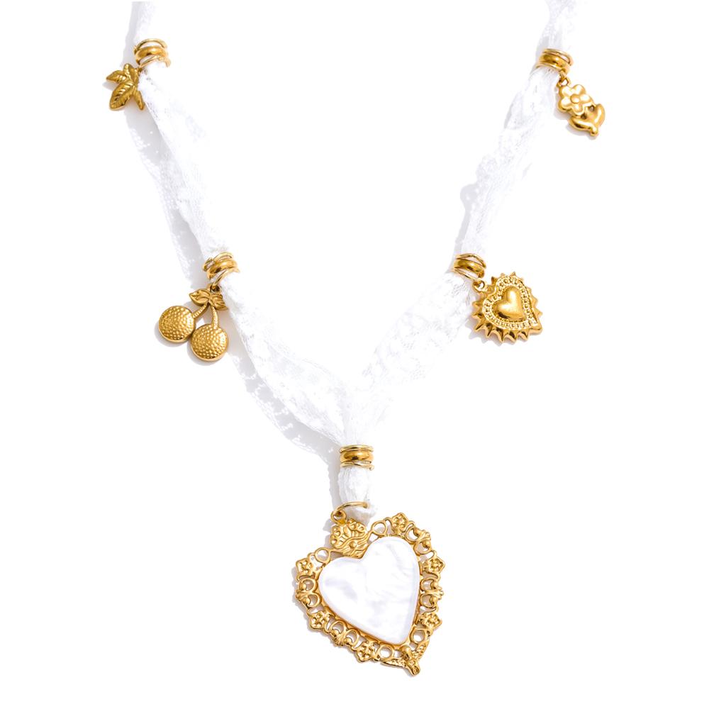 Yhpup White Lace Cherry Heart Shell Pendant Fairy Charm Necklace for Women 18K Plated Romantic Fashion Handmade Jewelry Gift
Yhpup White Lace Cherry Heart Shell Pendant Fairy Charm Necklace for Women 18K Plated Romantic Fashion Handmade Jewelry Gift