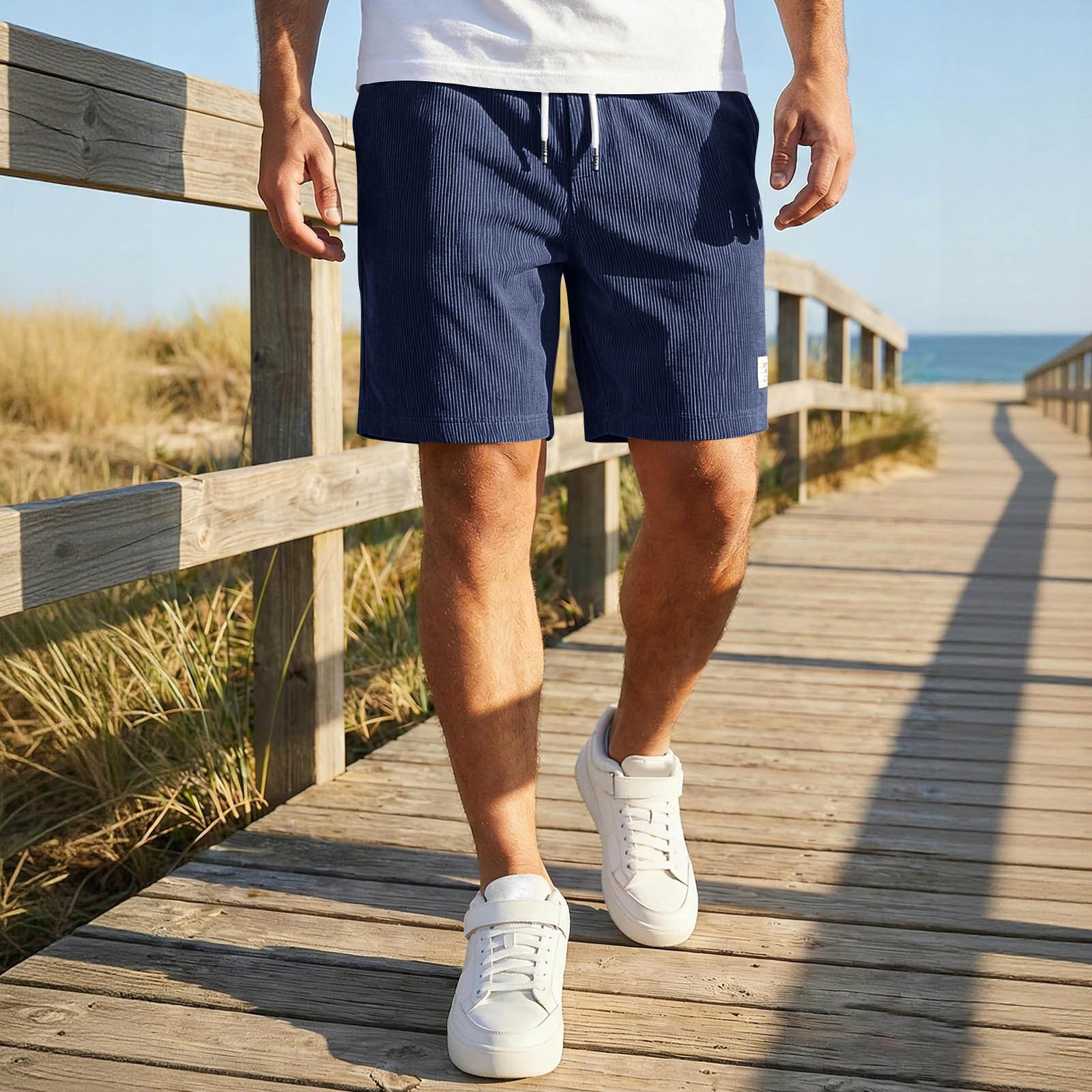 Men Corduroy Drawstring Waist Shorts with Elastic Casual Fit Above Knee Summer Lightweight Shorts with Pocket XL Темно-синій
Men Corduroy Drawstring Waist Shorts with Elastic Casual Fit Above Knee Summer Lightweight Shorts with Pocket XL Темно-синій