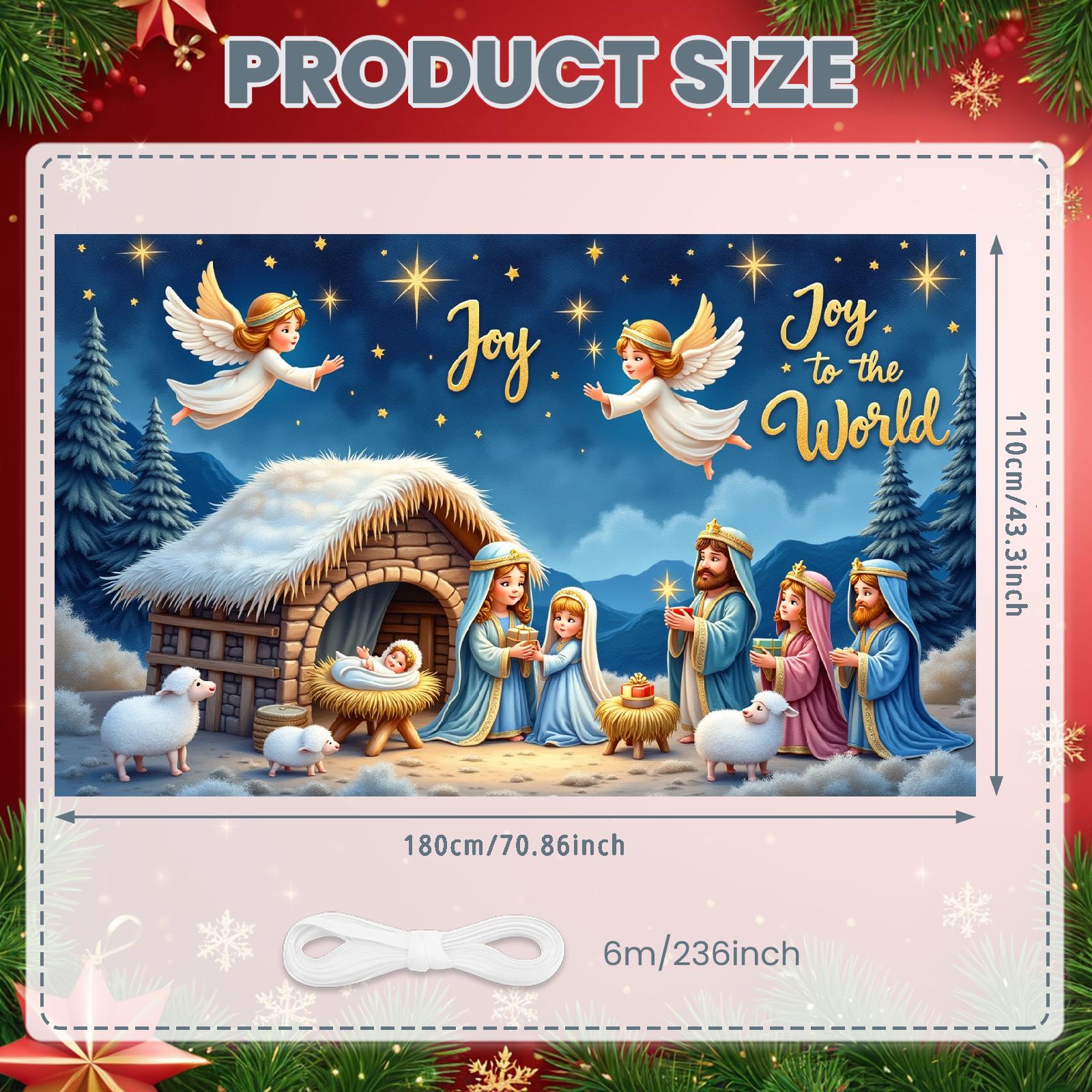 Angel Banner Decorative Art Joy To The World Nativity Scene Banner Festive Colors Christmas Scene For Home Decor Indoor
Angel Banner Decorative Art Joy To The World Nativity Scene Banner Festive Colors Christmas Scene For Home Decor Indoor