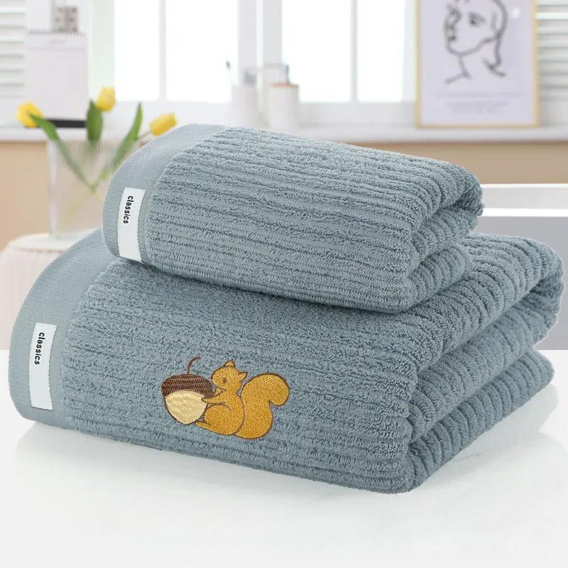 Банное полотенце из хлопка, очень большое, длинное, толстое, быстросохнущее, впитывающее, мягкое, плюшевое полотенце, набор полотенец для ванной 70 * 140cm + 35 * 75cm