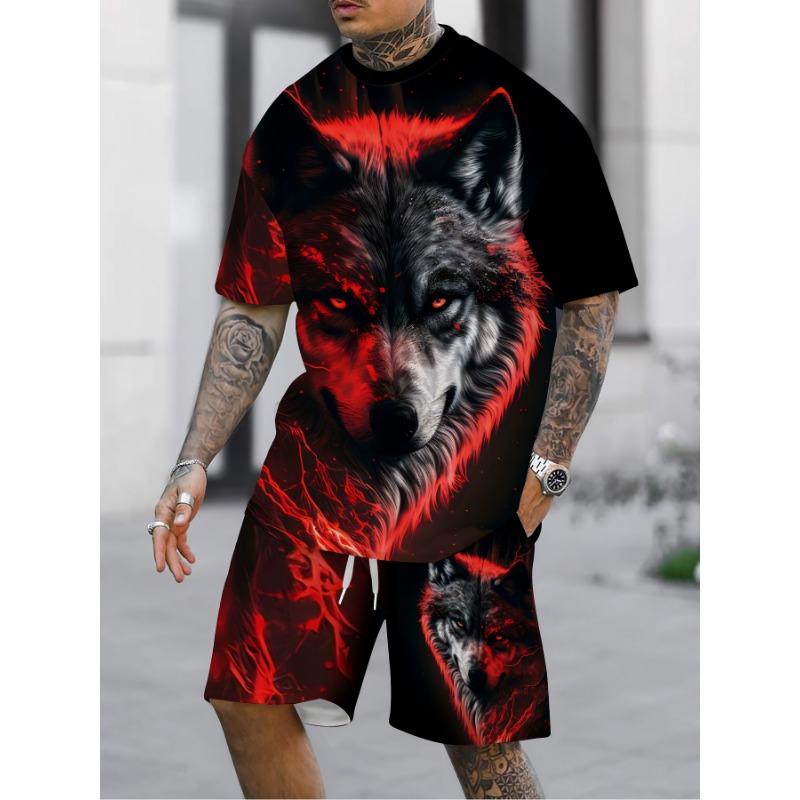 Red Men s Summer Short-Sleeve And Shorts Set with Cool Black Wolf Head Print, Loose Breathable Fit for Outdoor Streetwear Casual Occasions XL
Red Men s Summer Short-Sleeve And Shorts Set with Cool Black Wolf Head Print, Loose Breathable Fit for Outdoor Streetwear Casual Occasions XL
