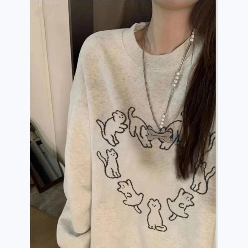 Women s Korean Style Loose Fit Pure Cotton Sweatshirt - Slimming Casual Versatile Printed Design for All Seasons with Plus Velvet Option. XL fits 131-145 jin
Women s Korean Style Loose Fit Pure Cotton Sweatshirt - Slimming Casual Versatile Printed Design for All Seasons with Plus Velvet Option. XL fits 131-145 jin