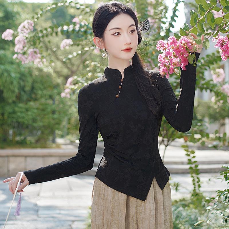 Spring Chinese Style Stand Collar Frog Button Jacquard Slim Fit Long Sleeve Shirt Medium чорний
Spring Chinese Style Stand Collar Frog Button Jacquard Slim Fit Long Sleeve Shirt Medium чорний