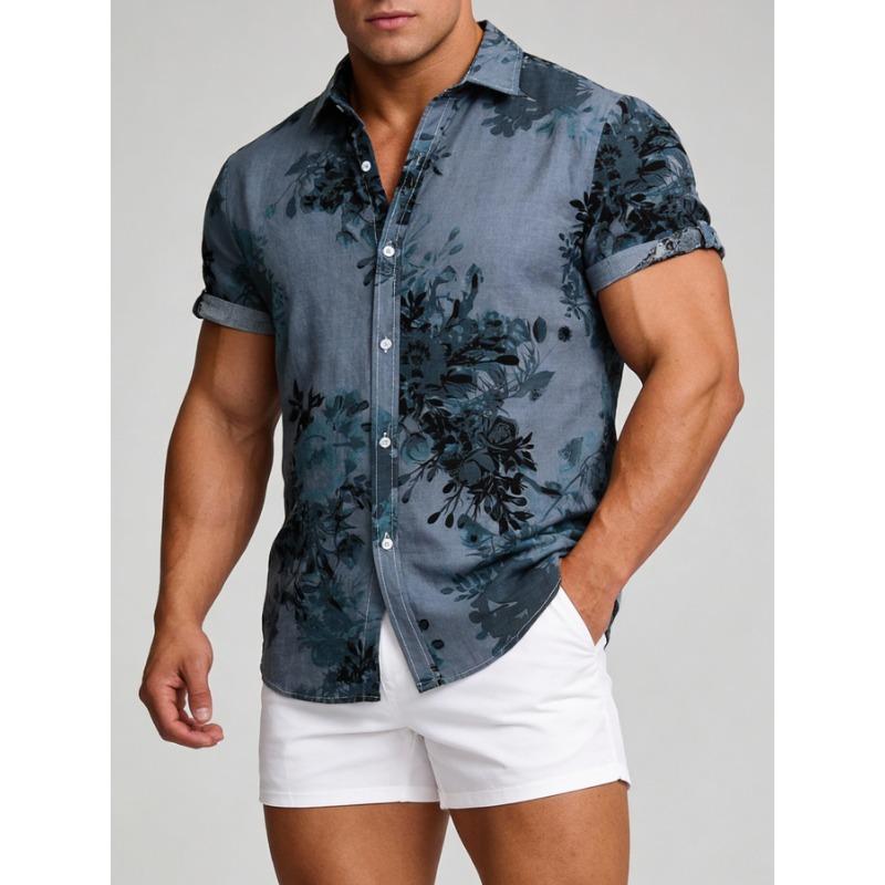 Men Floral Print Short Sleeve Button Down Casual Slim Fit Summer Beach Shirt M серый
Men Floral Print Short Sleeve Button Down Casual Slim Fit Summer Beach Shirt M серый