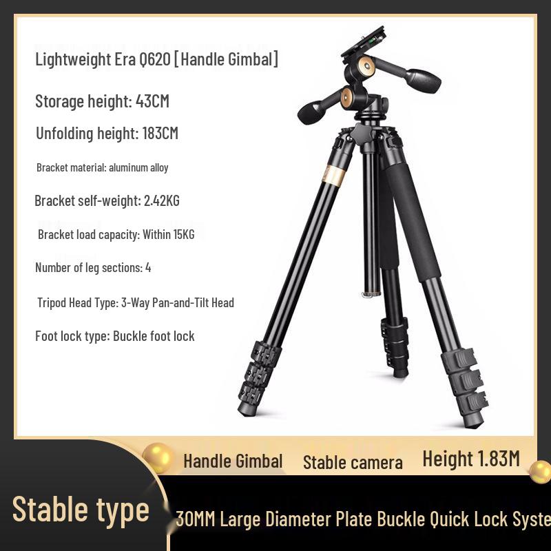 Era Q620 Lightweight DSLR Tripod with 3D Ball Head and Large Diameter Tubes for Photography and Video
Era Q620 Lightweight DSLR Tripod with 3D Ball Head and Large Diameter Tubes for Photography and Video