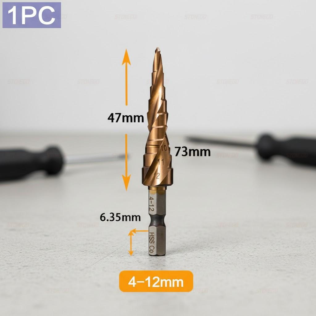 HSS Cobalt Step Drill Bit 4-32mm High Speed Steel Cone Hex Shank Drill Bits for Metal Wood Plastic
HSS Cobalt Step Drill Bit 4-32mm High Speed Steel Cone Hex Shank Drill Bits for Metal Wood Plastic