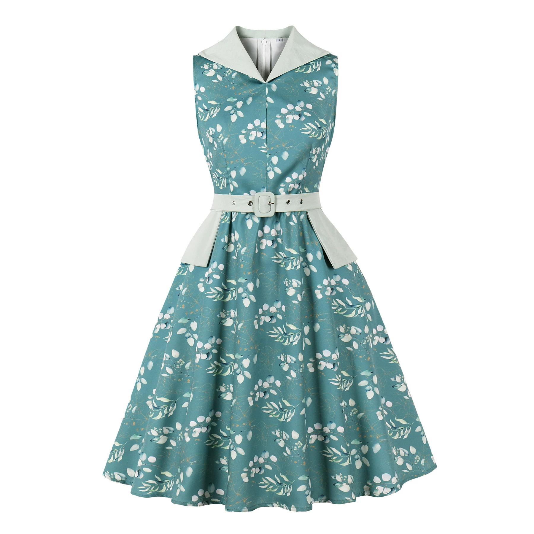 Women s Fashionable Retro Color-Blocked Collared Sleeveless Printed Fitted Flared Dress For Summer XXL
Women s Fashionable Retro Color-Blocked Collared Sleeveless Printed Fitted Flared Dress For Summer XXL