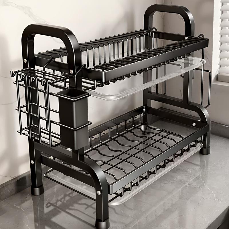 1pc Carbon Steel Kitchen Organizer with Drain System - Multi-Functional Utensil Rack for Dishes, Bowls & Cutlery - Durable Food Service чорний 
1pc Carbon Steel Kitchen Organizer with Drain System - Multi-Functional Utensil Rack for Dishes, Bowls & Cutlery - Durable Food Service чорний