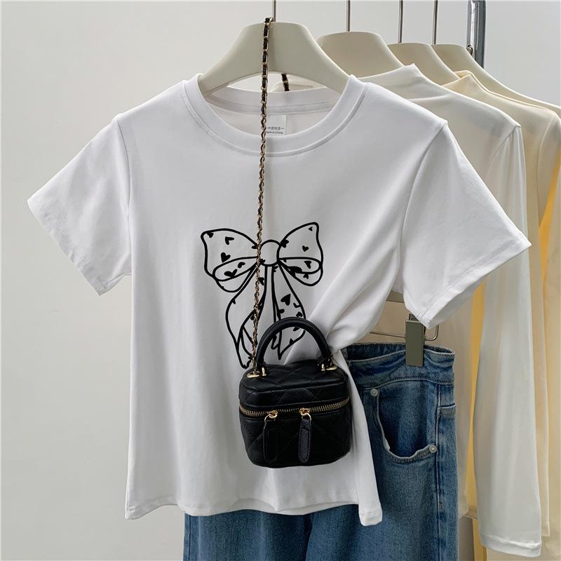 Летняя корейская футболка с принтом банта на плече, с прямым коротким рукавом, для миниатюрных женщин 2XL белый
Летняя корейская футболка с принтом банта на плече, с прямым коротким рукавом, для миниатюрных женщин 2XL белый