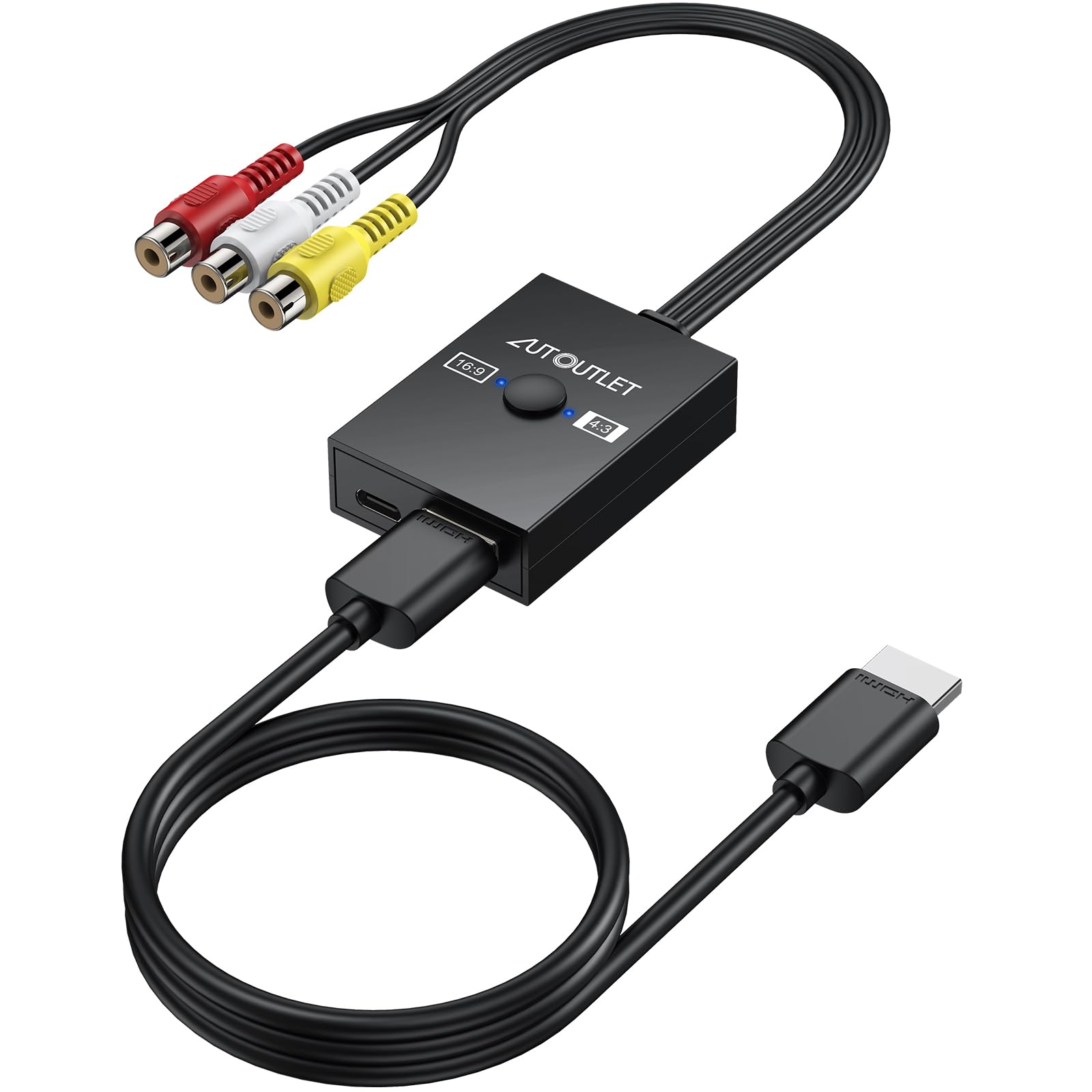 AUTOUTLET RCA to HDMI AV to HDMI 720P Composite Video for with HDMI Cable Included Converter, 169/43 Switch, Converter, (60Hz)/1080P (60Hz) чорний
AUTOUTLET RCA to HDMI AV to HDMI 720P Composite Video for with HDMI Cable Included Converter, 169/43 Switch, Converter, (60Hz)/1080P (60Hz) чорний