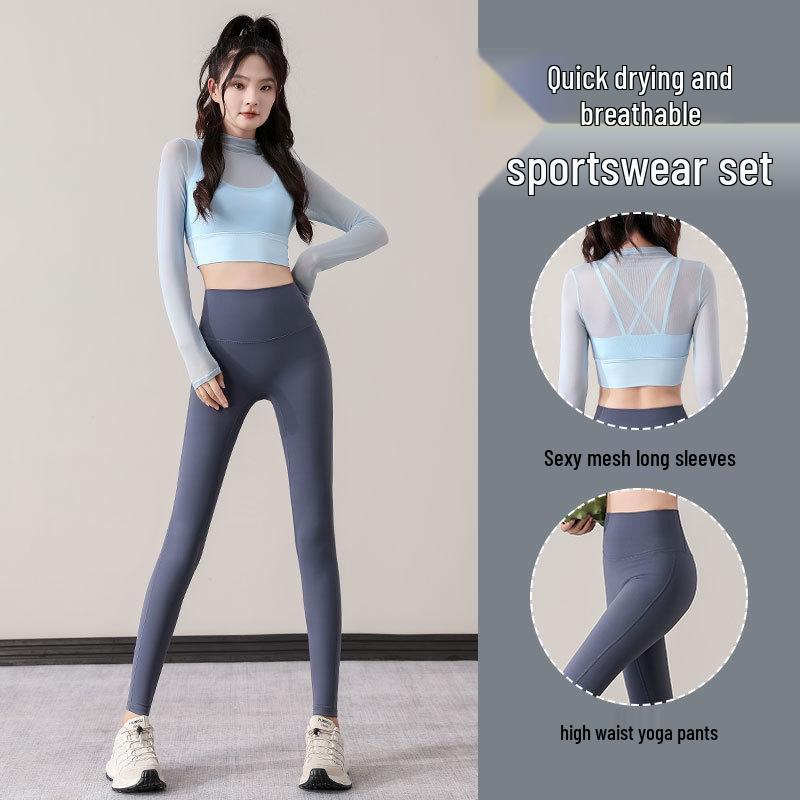 Women s High-End Fake Two-Piece Yoga Suit: Mesh Long Sleeve Top with Chest Pad & Quick-Dry Fitness Pants. Small
Women s High-End Fake Two-Piece Yoga Suit: Mesh Long Sleeve Top with Chest Pad & Quick-Dry Fitness Pants. Small