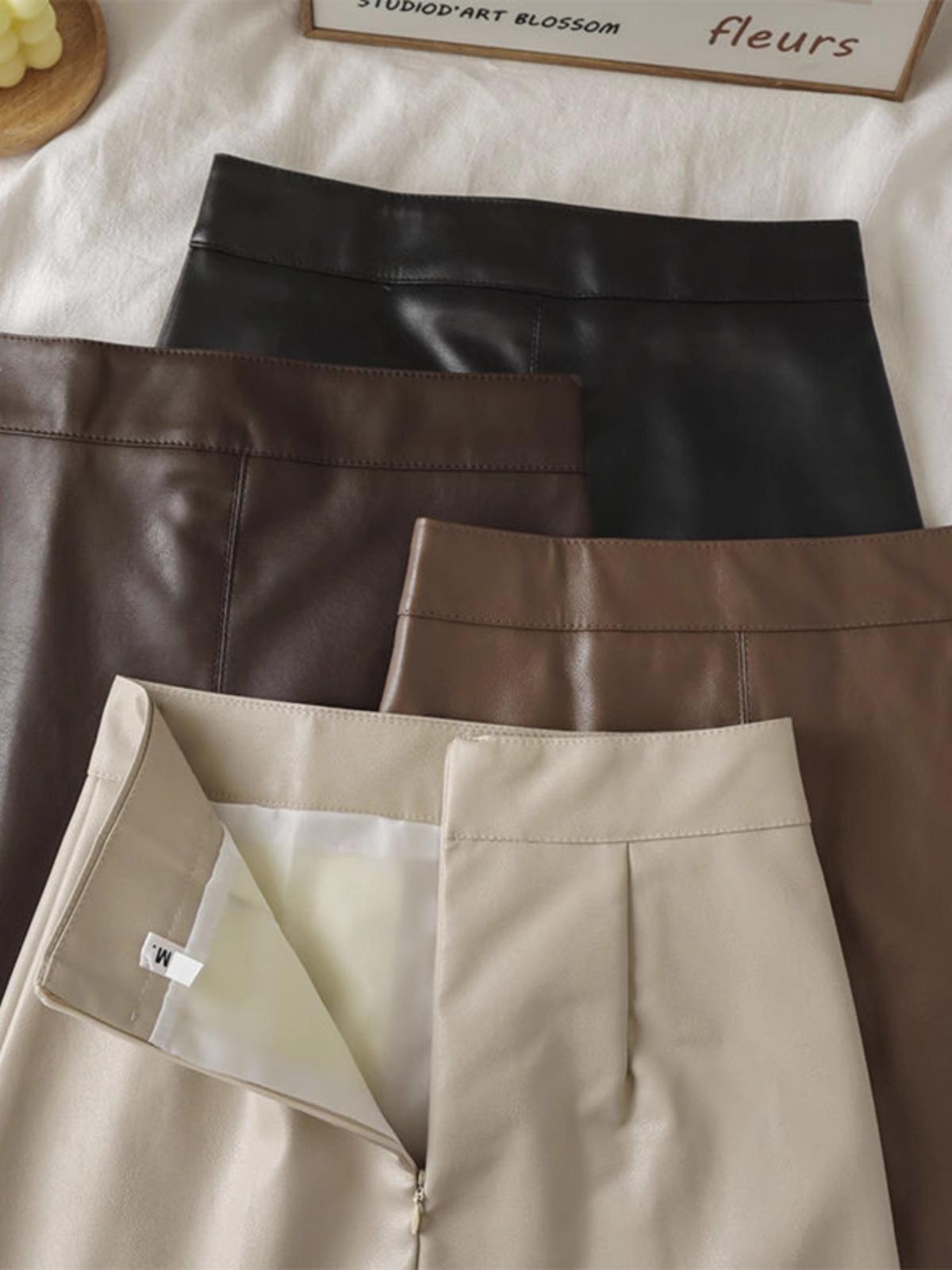 Autumn/Winter 2023 Women s PU Leather A-Line Skirt - High Waist, Slim Fit, Knee-Length, Casual Korean Style S абрикосовый 
Autumn/Winter 2023 Women s PU Leather A-Line Skirt - High Waist, Slim Fit, Knee-Length, Casual Korean Style S абрикосовый