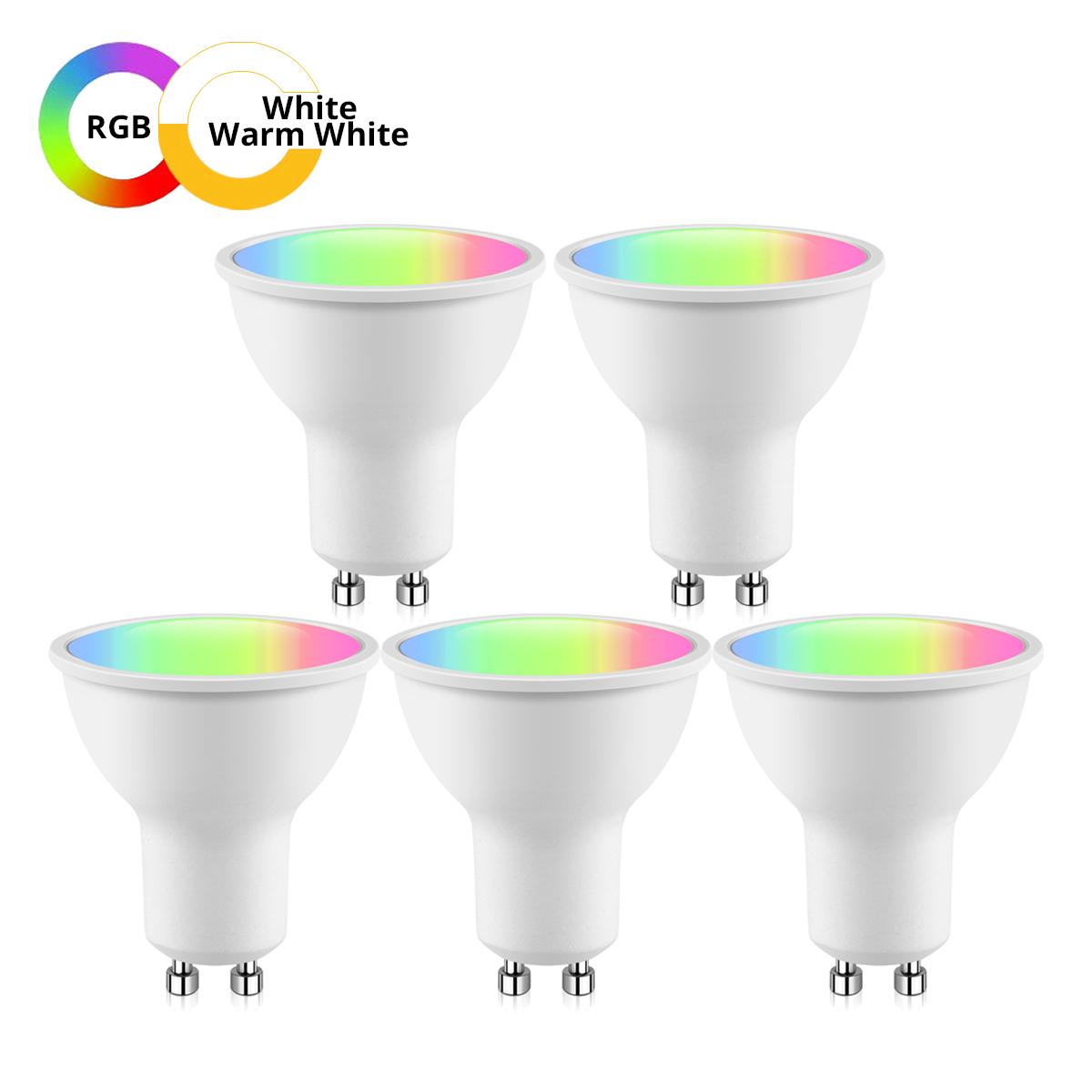 AIMENGTE GU10, изменяющая цвет, умная светодиодная лампа с Wi-Fi, синхронизация музыки, управление через приложение, прожектор 5W RGB Bulb x 5PCS